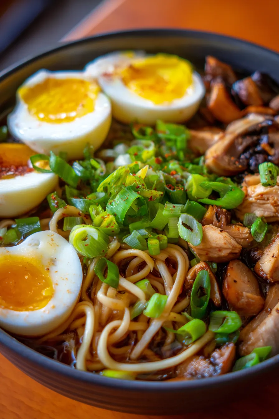 Easy Chicken Ramen Noodles-serving-spoon-steam
