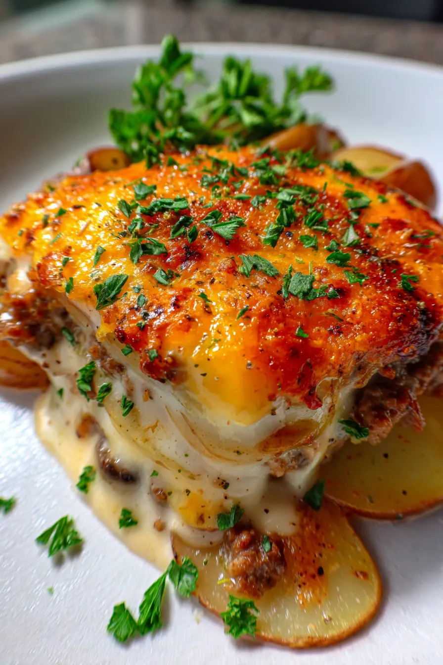 Easy Hobo Casserole with Ground Beef-serving-portion