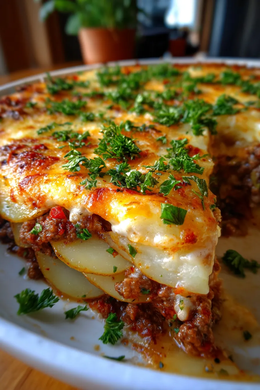 Easy Hobo Casserole with Ground Beef-texture-cheesypotatoes