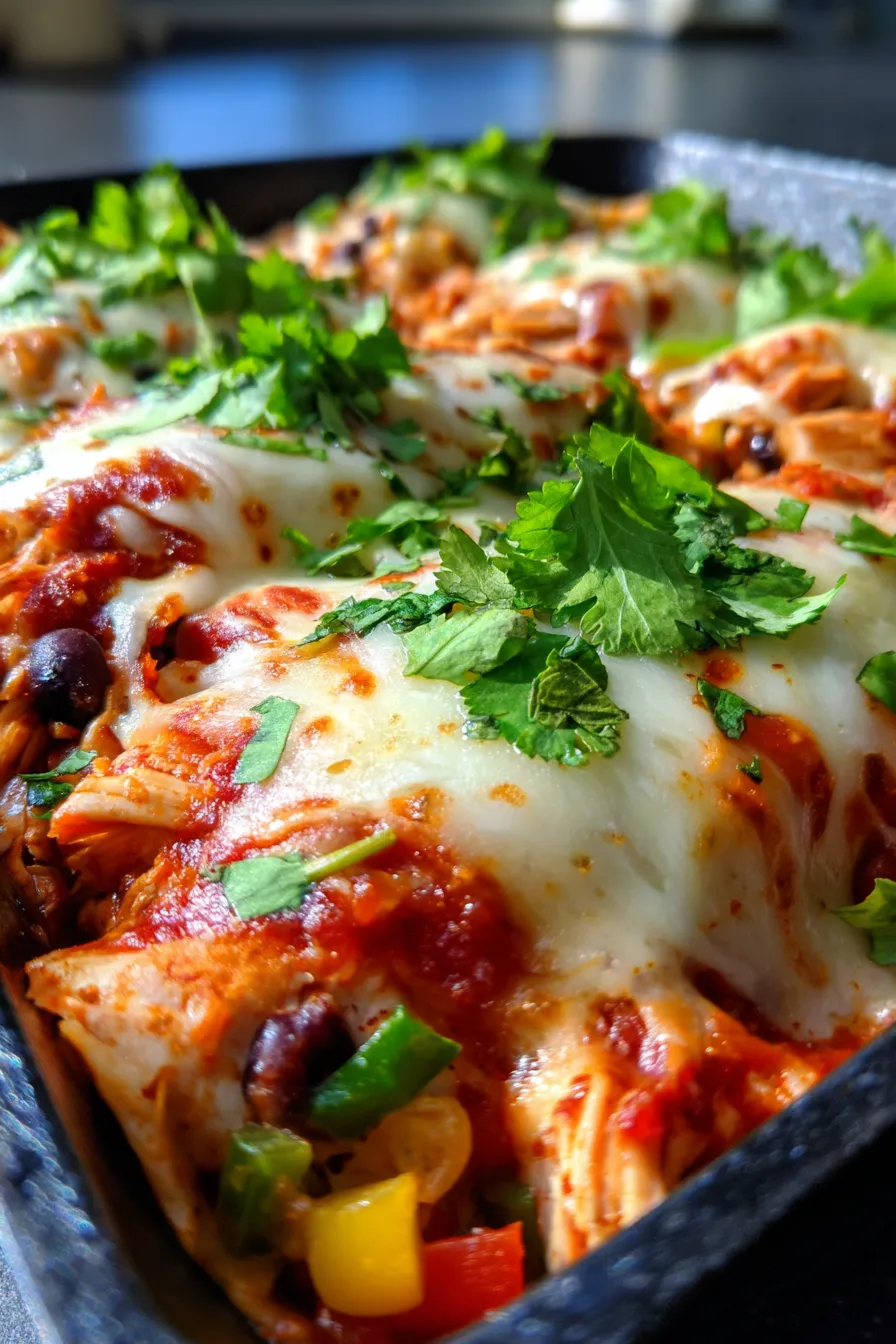 Enchilada Skillet-garnished-overhead
