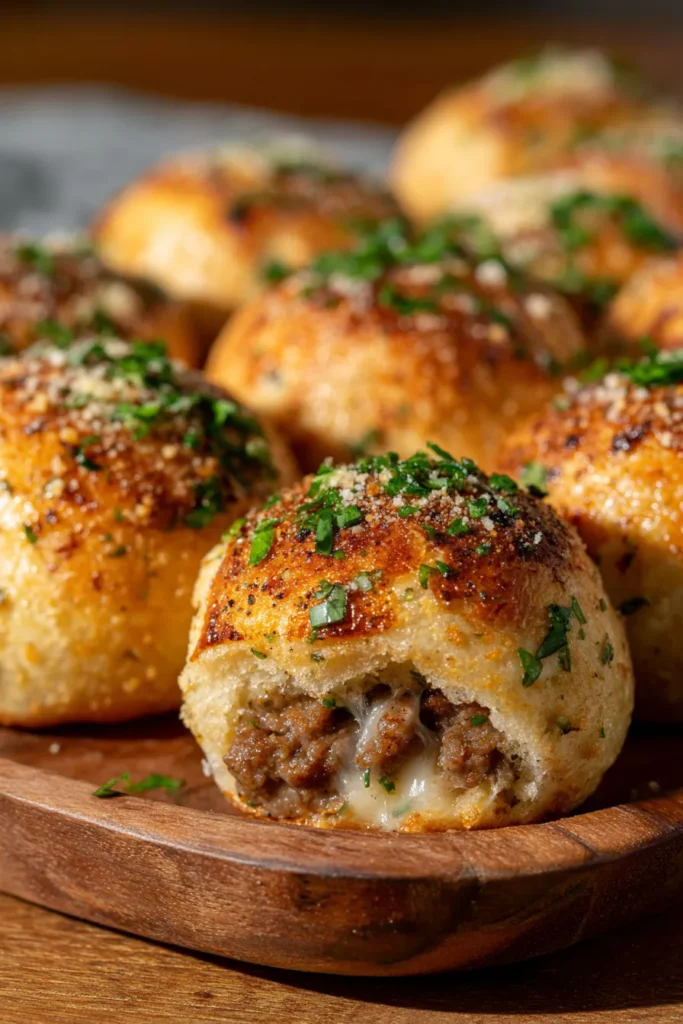 Garlic Parmesan Cheeseburger Bombs | Easy Melty Cheese Recipe