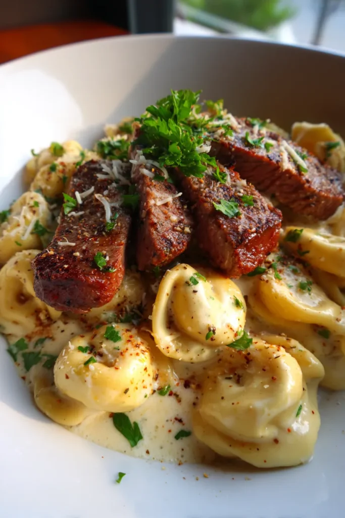 Garlic Steak Tortellini: Rich, Creamy Pasta Dinner Recipe