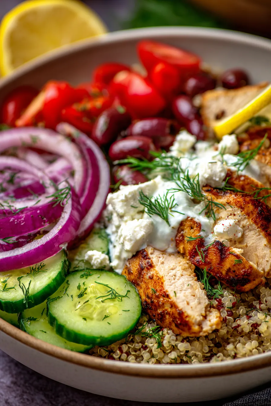 Greek Chicken Bowls (Easy Clean Eating Meal Prep)-ingredients-fresh-spread
