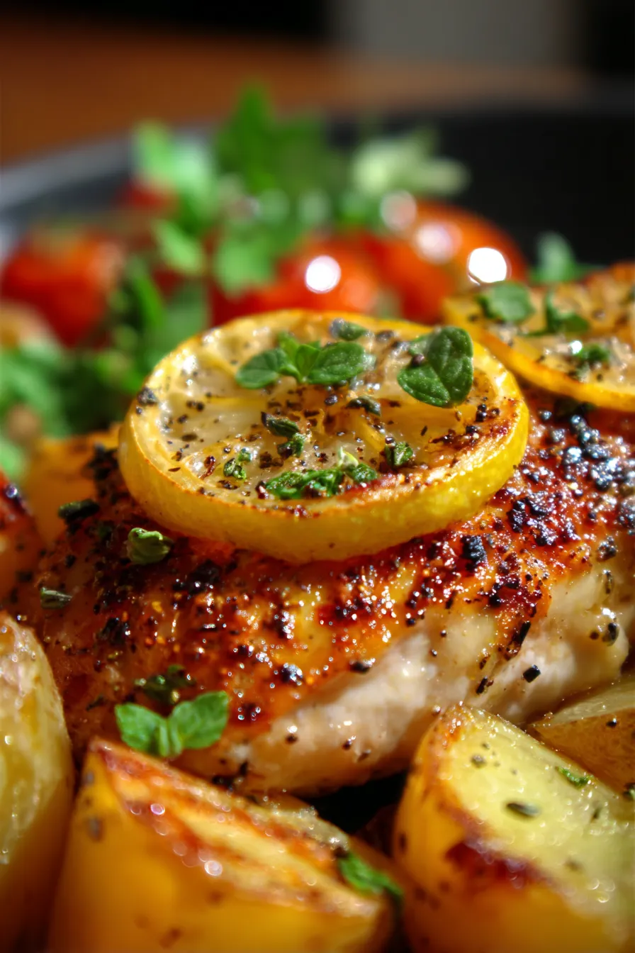 Greek Lemon Chicken One-Pan Recipe-ingredients-prep-flatlay