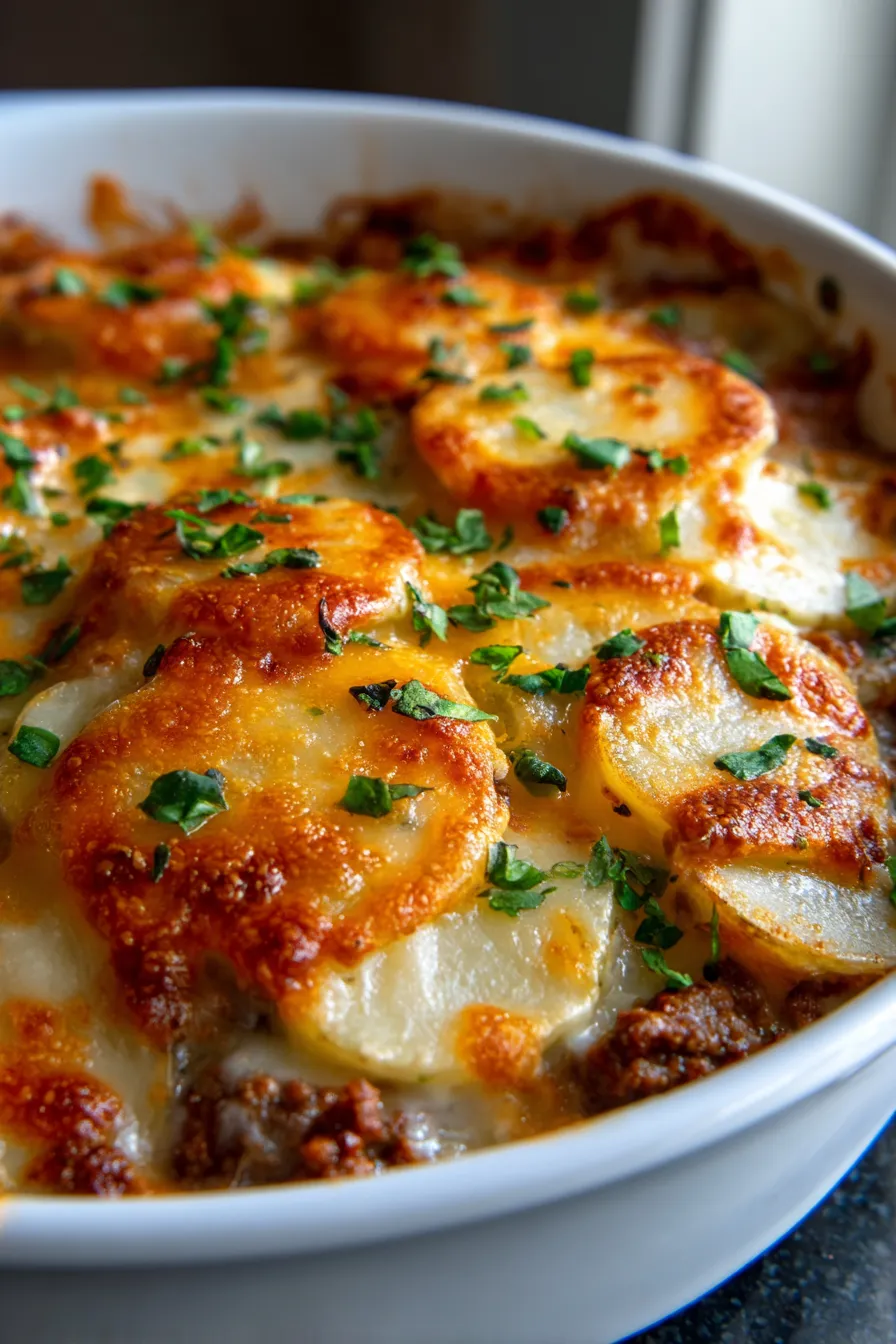 Ground beef and potato casserole texture