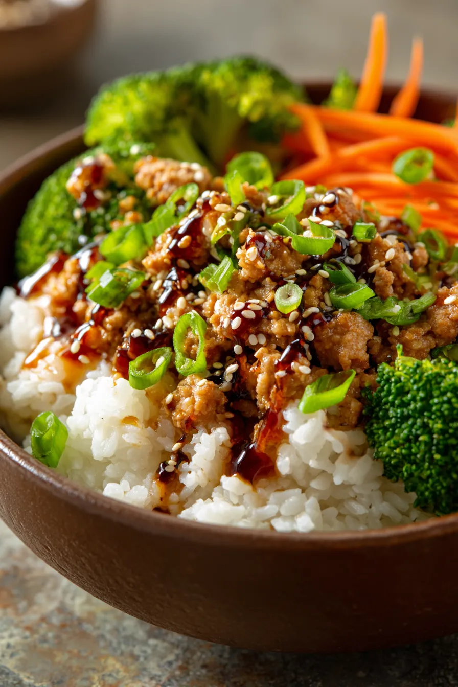 Ground Turkey Teriyaki Rice Bowls-serving-garnish