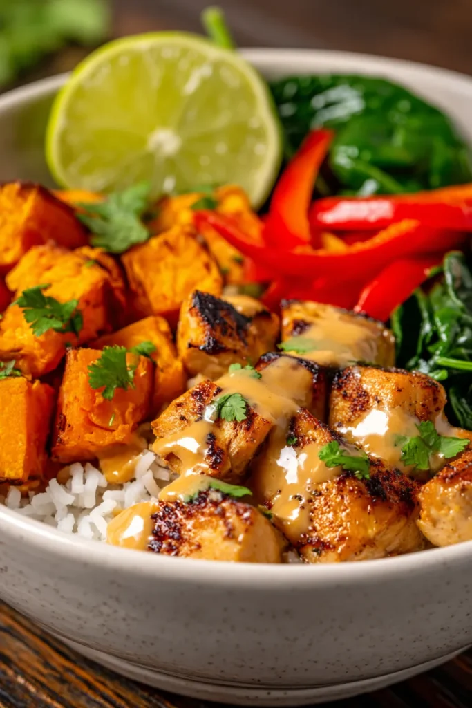 Healthy Chicken & Sweet Potato Rice Bowl | Easy Dinner!