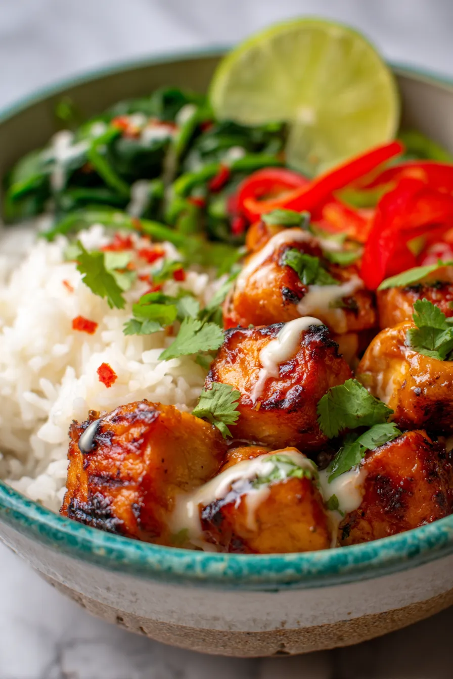 Healthy Chicken and Sweet Potato Rice Bowl-texture-detail
