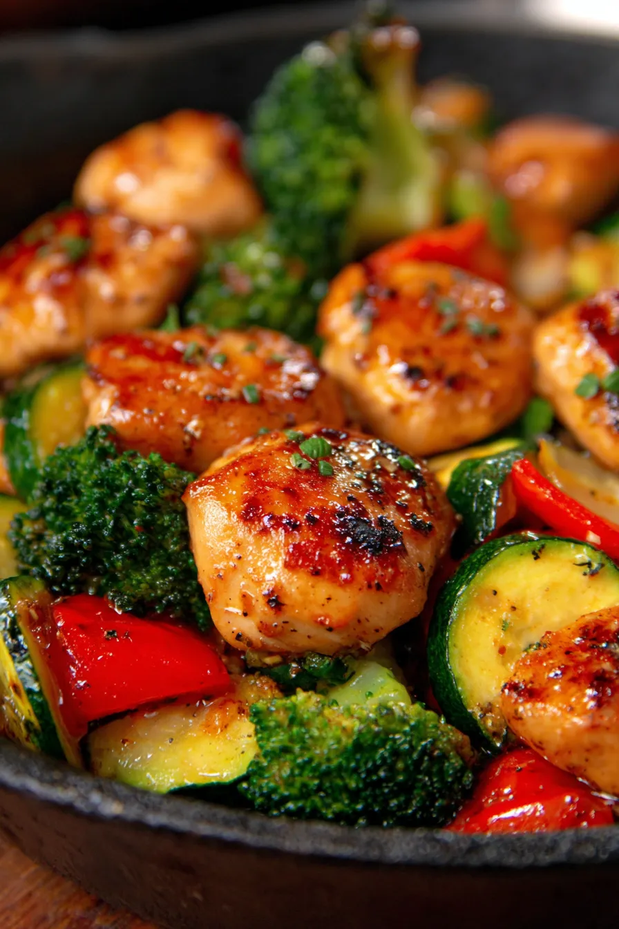 Healthy Chicken and Vegetable Skillet-serving-plate