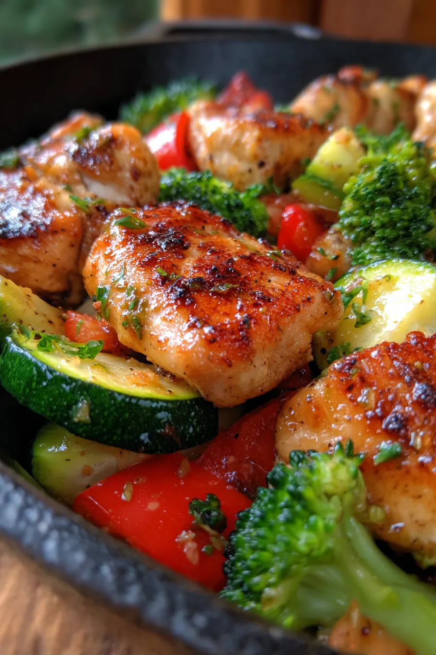 Healthy Chicken and Vegetable Skillet-textures-closeup