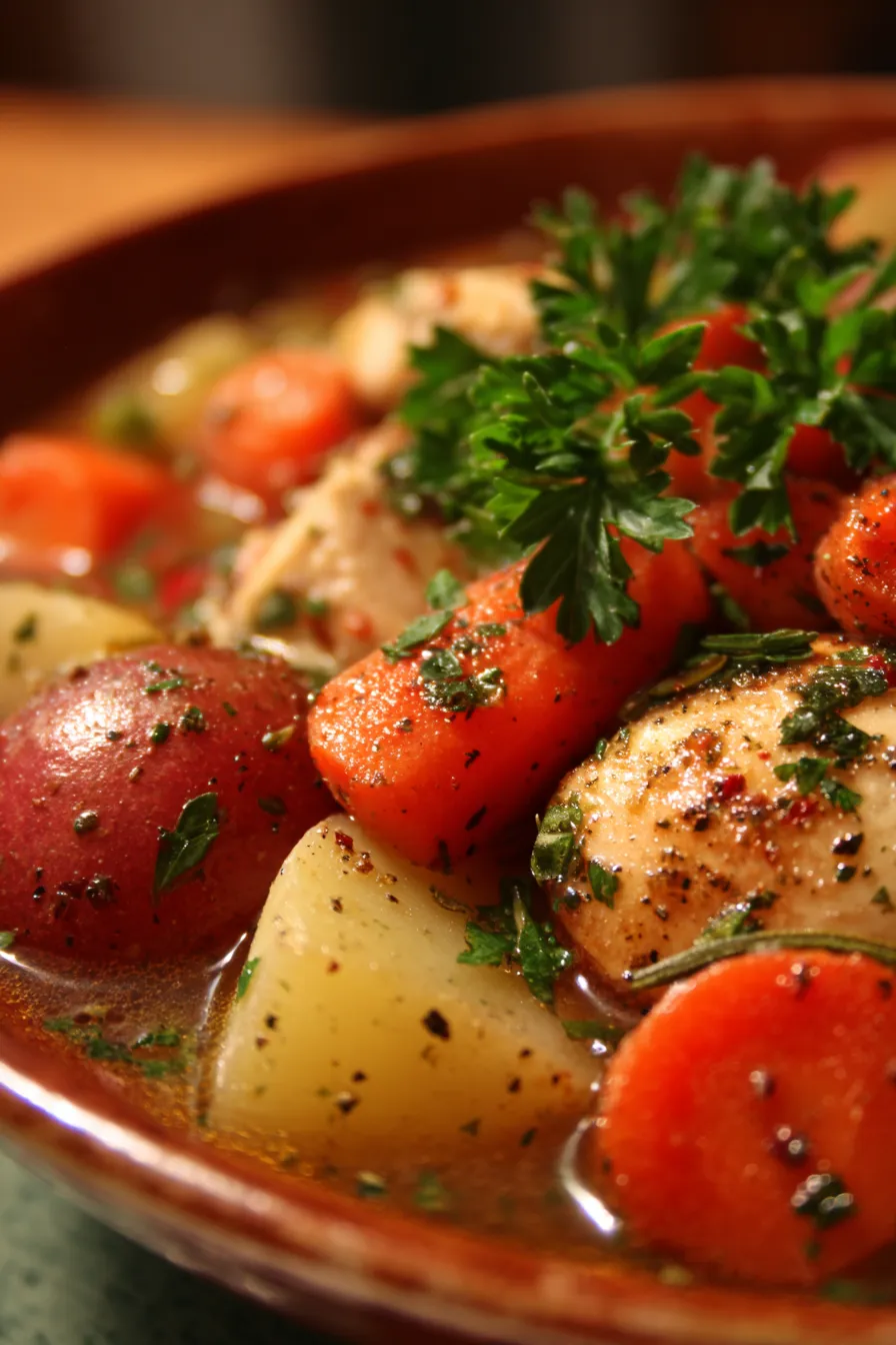 Hearty Crockpot Chicken Stew-serving-table setting