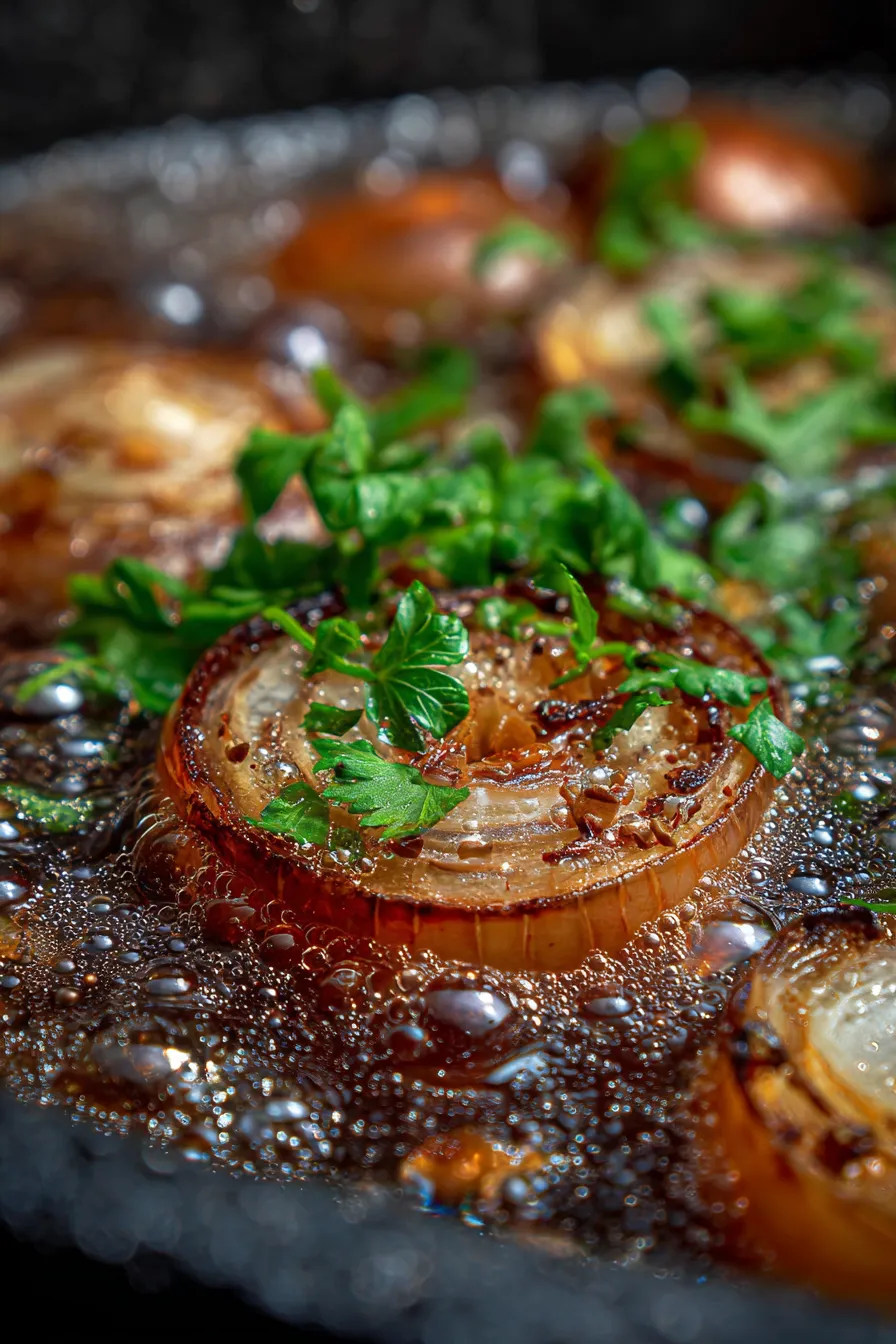 hearty onion soup overhead