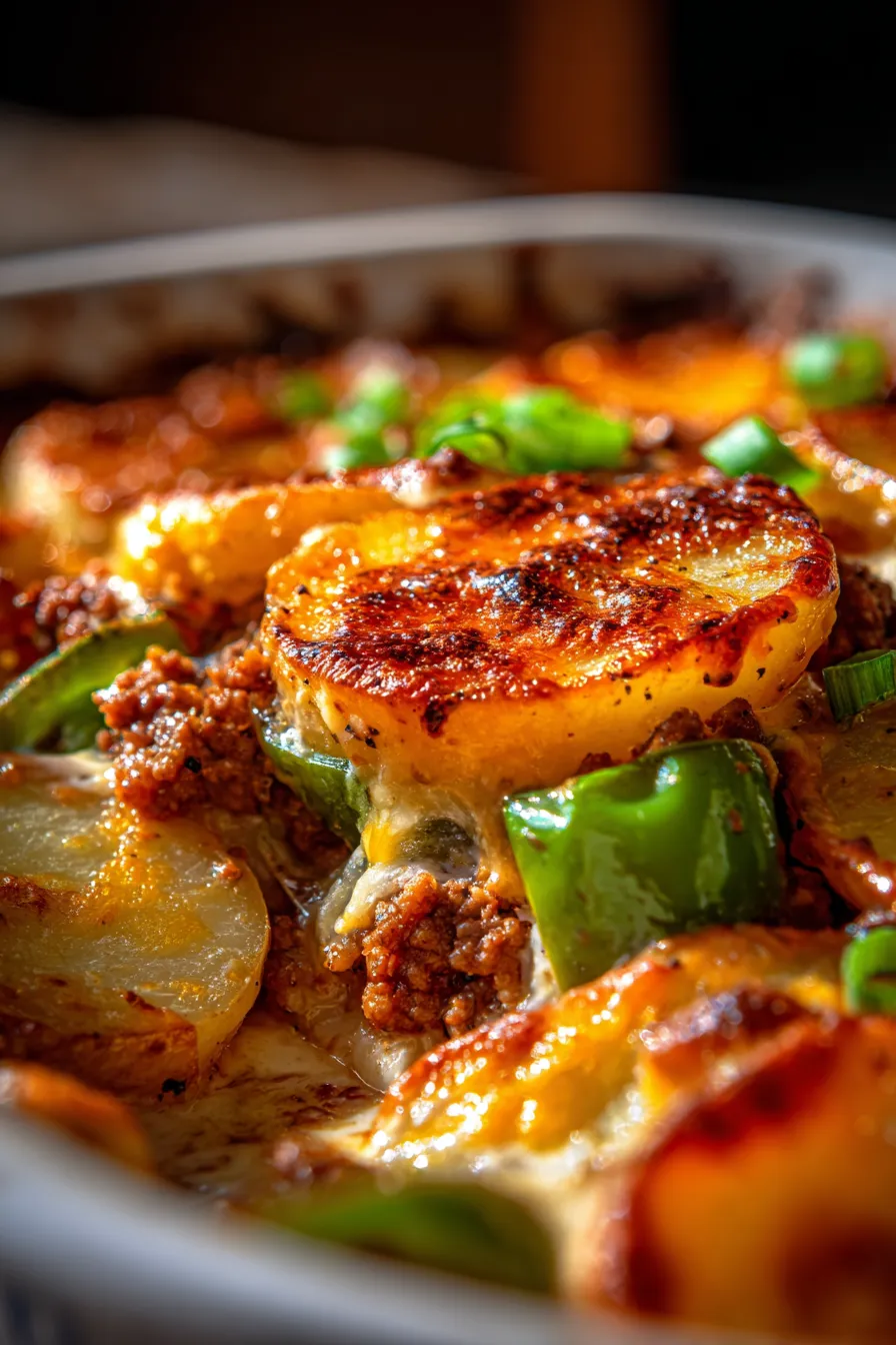 Hobo Casserole with Ground Beef and Potatoes-rustic-bakingdish