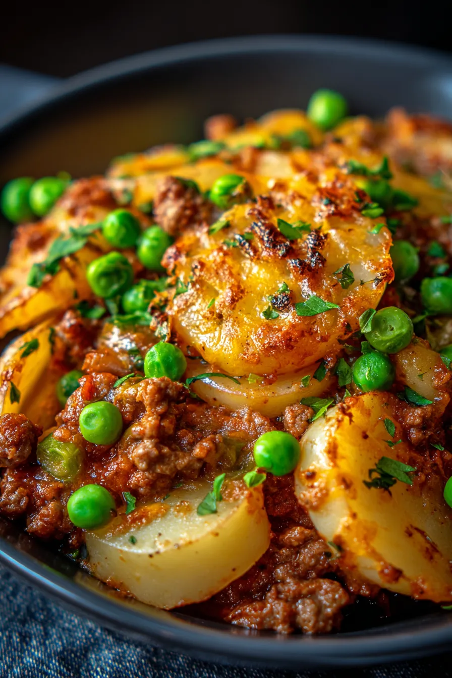 Hobo Casserole with Ground Beef-texture-closeup