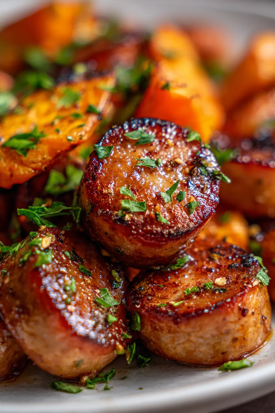 Honey Garlic Sausage with Sweet Potatoes-ingredients-prepped