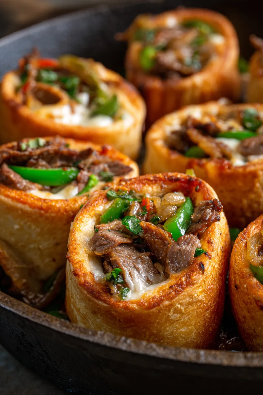 Keto Philly Cheesesteak Rolls (Skillet Dinner)-melted-cheese-closeup