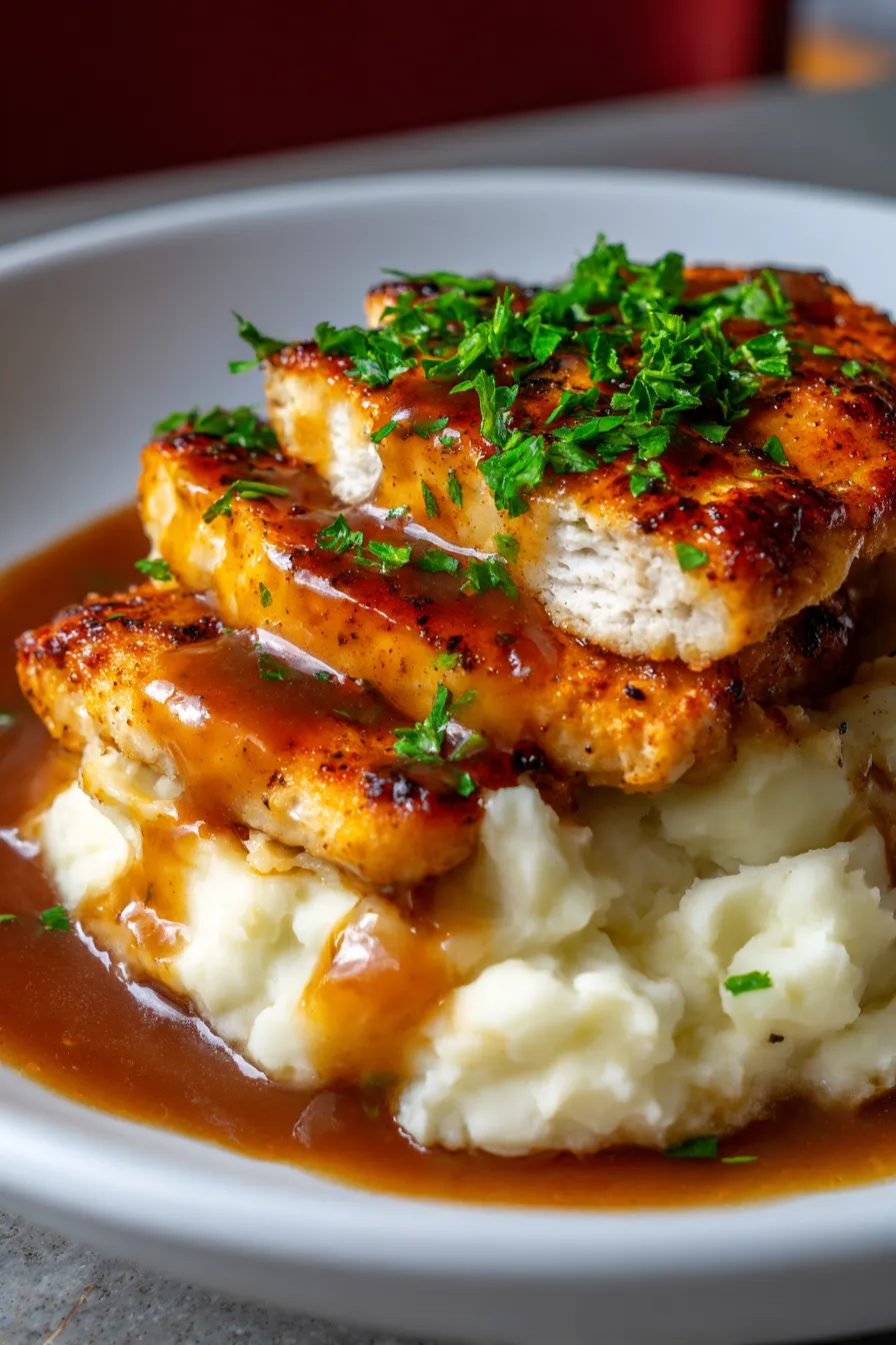 Mashed Potatoes with Chicken Gravy-comfort food-texture