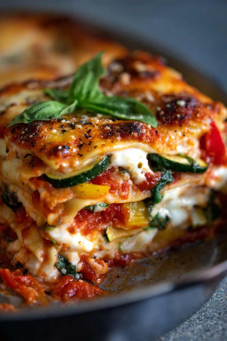 Mediterranean Vegetable Lasagna with Ricotta-texture-closeup