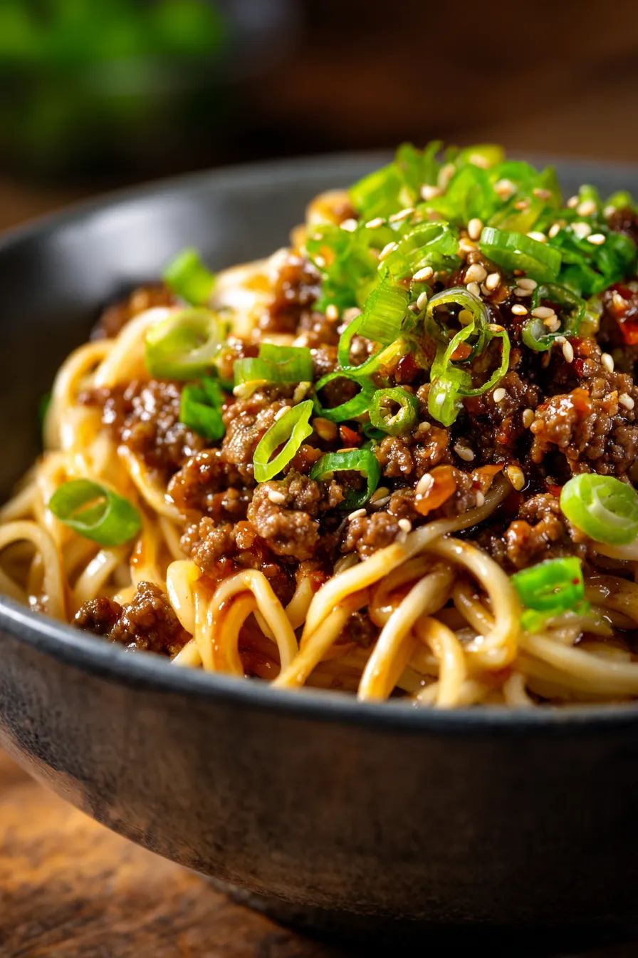 Mongolian Ground Beef Noodles-ingredients-spread