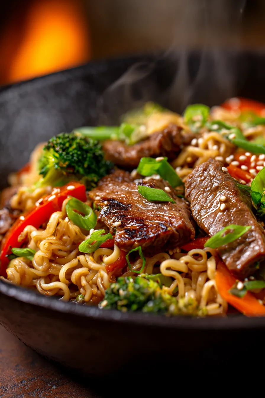 One-Pan Beef Pan-Fried Noodles-ingredients-marinated-beef