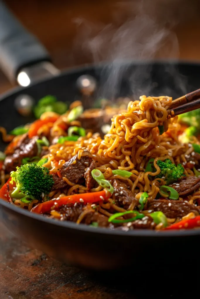 Sizzling One-Pan Beef Pan-Fried Noodles – Easy Recipe