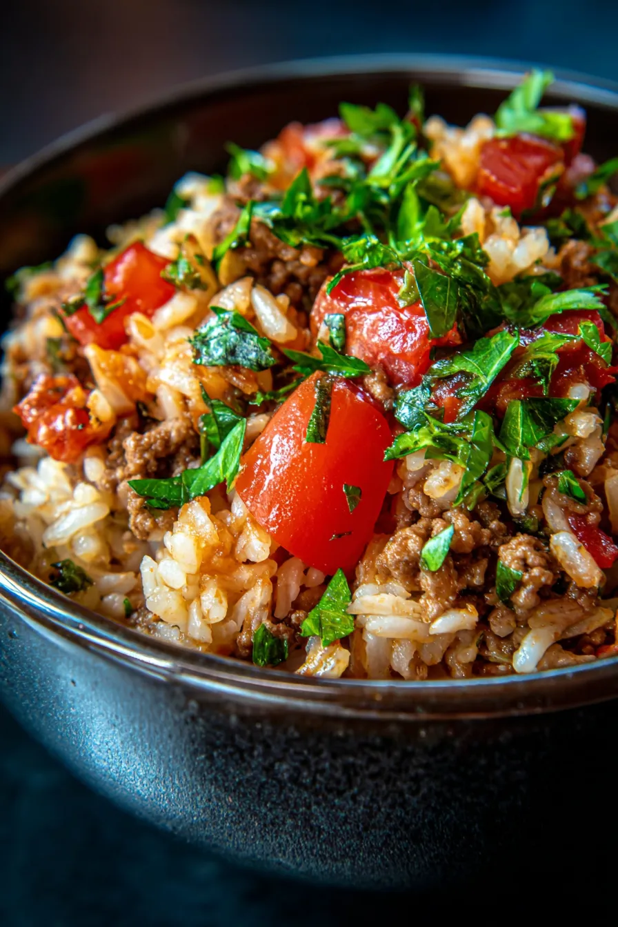 One-Pot Beef and Rice Comfort Bowl-garnish-freshherbs