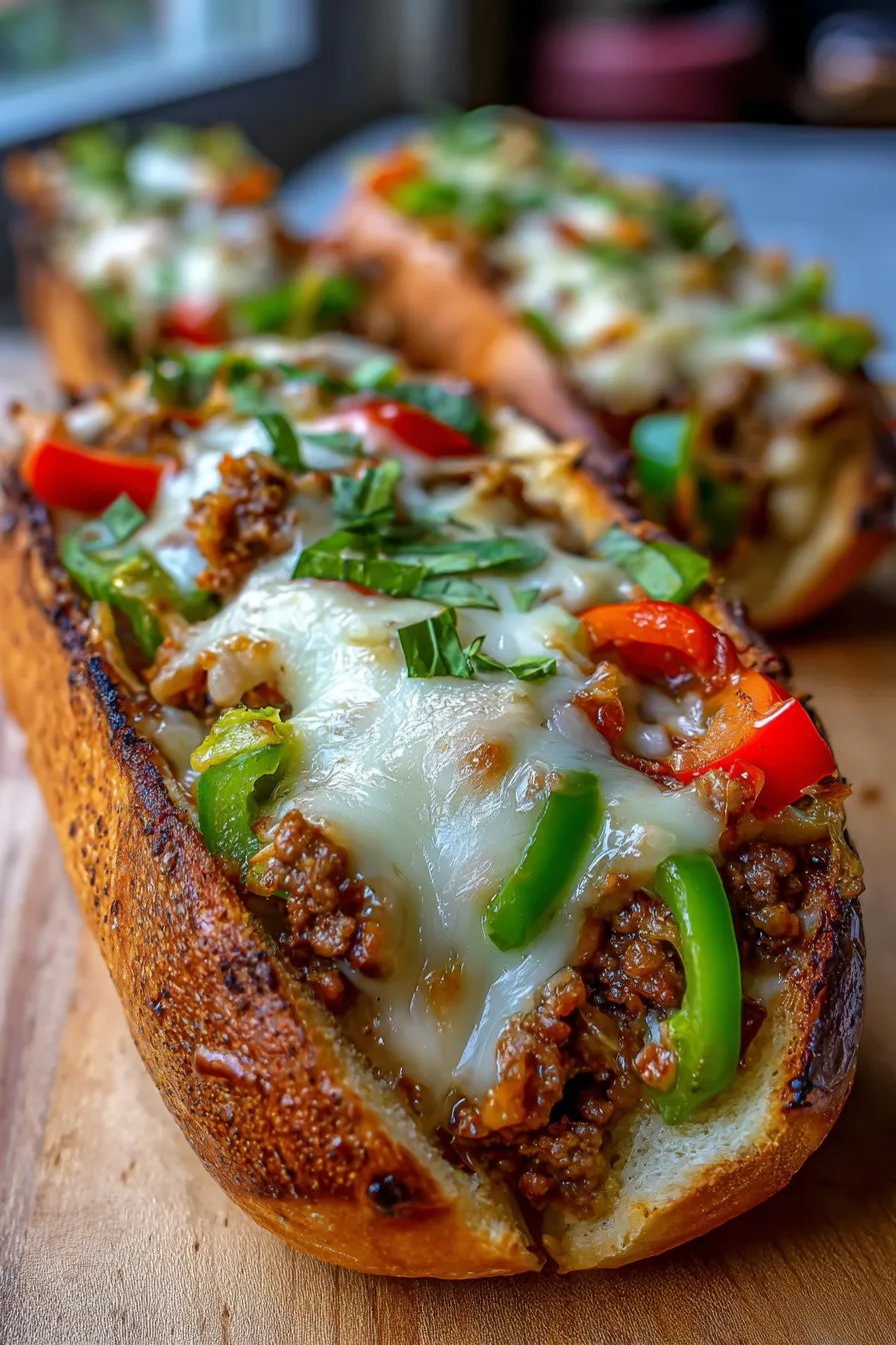 Philly Cheesesteak Sloppy Joes-toasted bun
