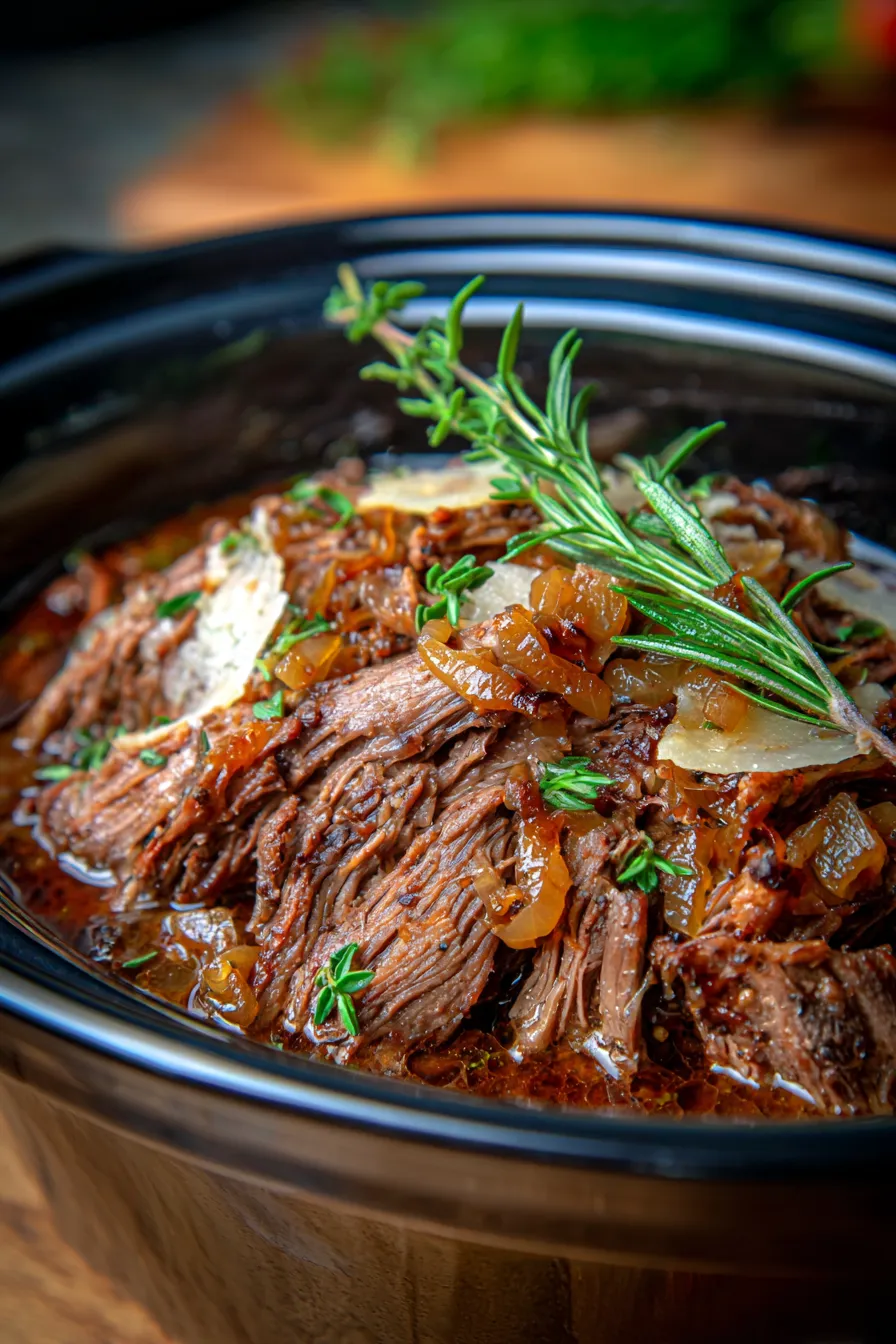 Pot Roast-shredded beef-close up
