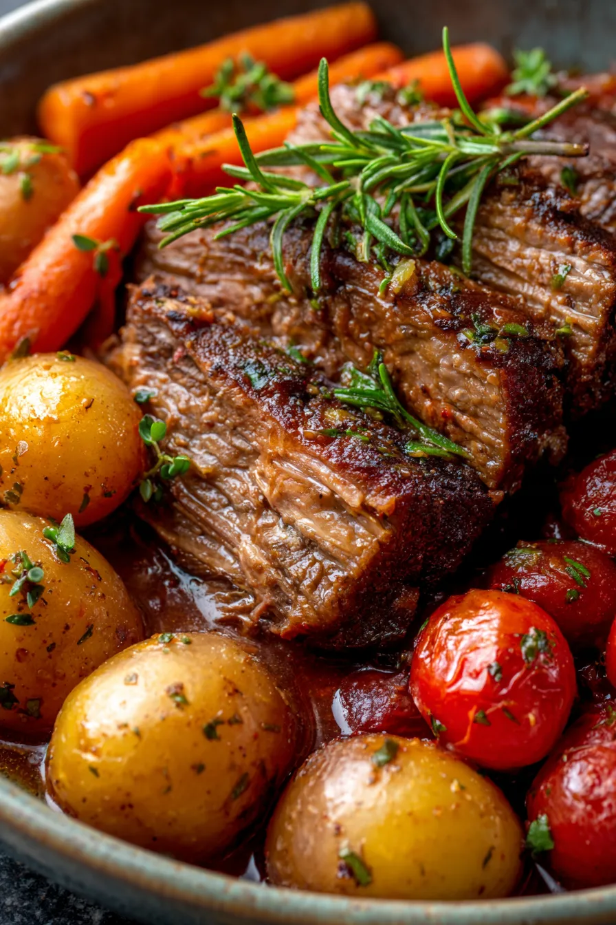 Pot Roast-sliced beef-tender-vegetables