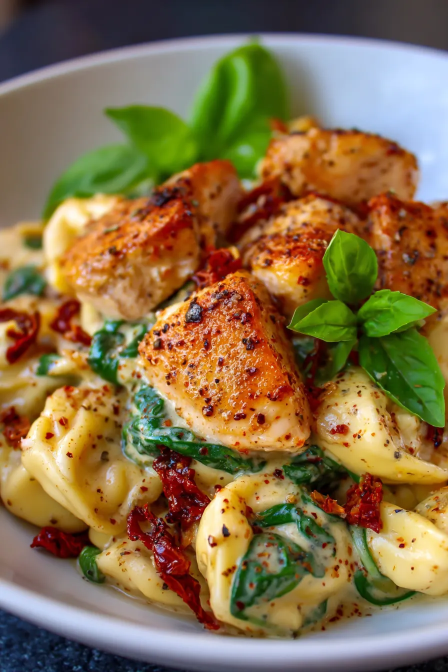 Quick Tortellini dinner with spinach