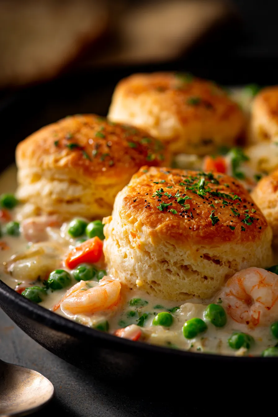 Seafood Pot Pie-creamy-filling-closeup