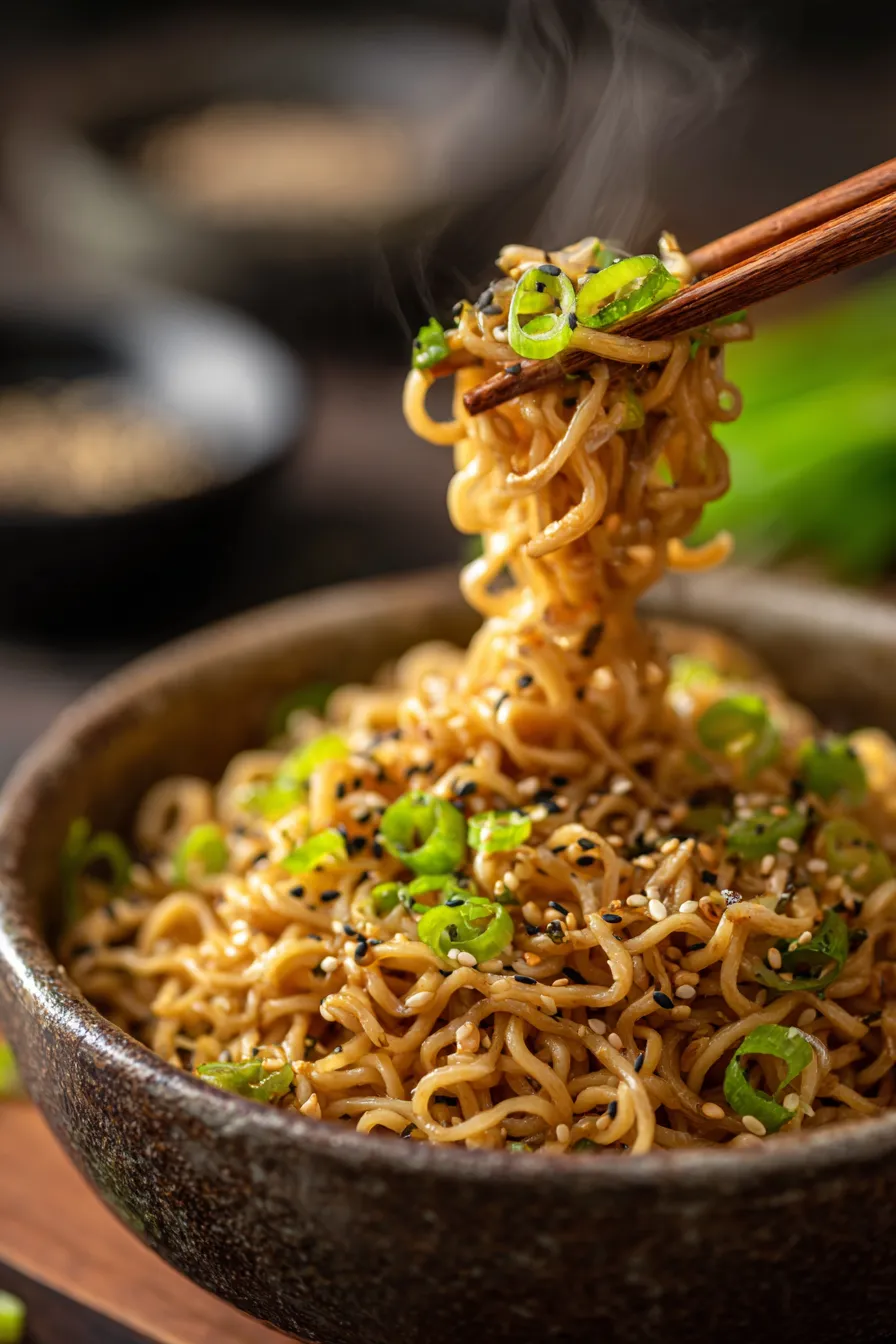 Sesame Garlic Ramen Noodles-ingredients-arrangement
