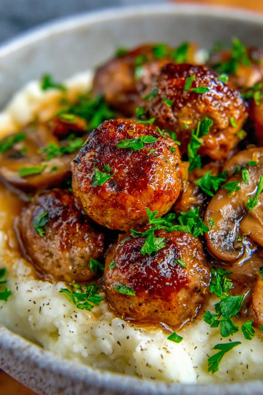 Slow Cooker Salisbury Steak Meatballs-gravy-texture
