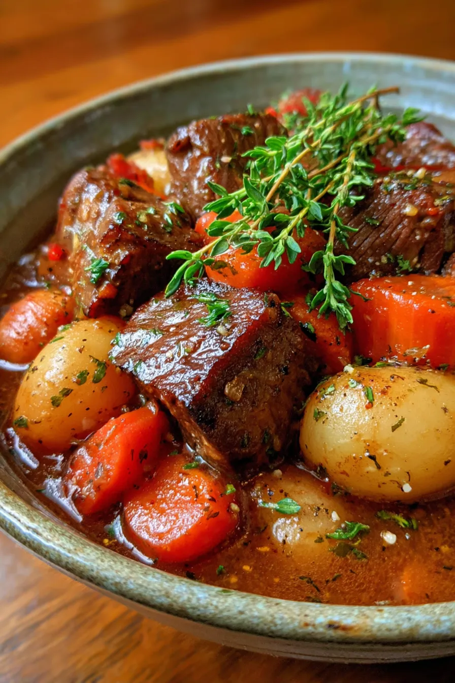 Slow-Simmered Beef Stew with Tender Chunks of Beef-meat-texture