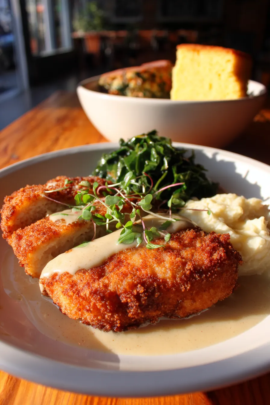 Southern Chicken Fried Chicken Recipe with Rich Gravy-serving-suggestion