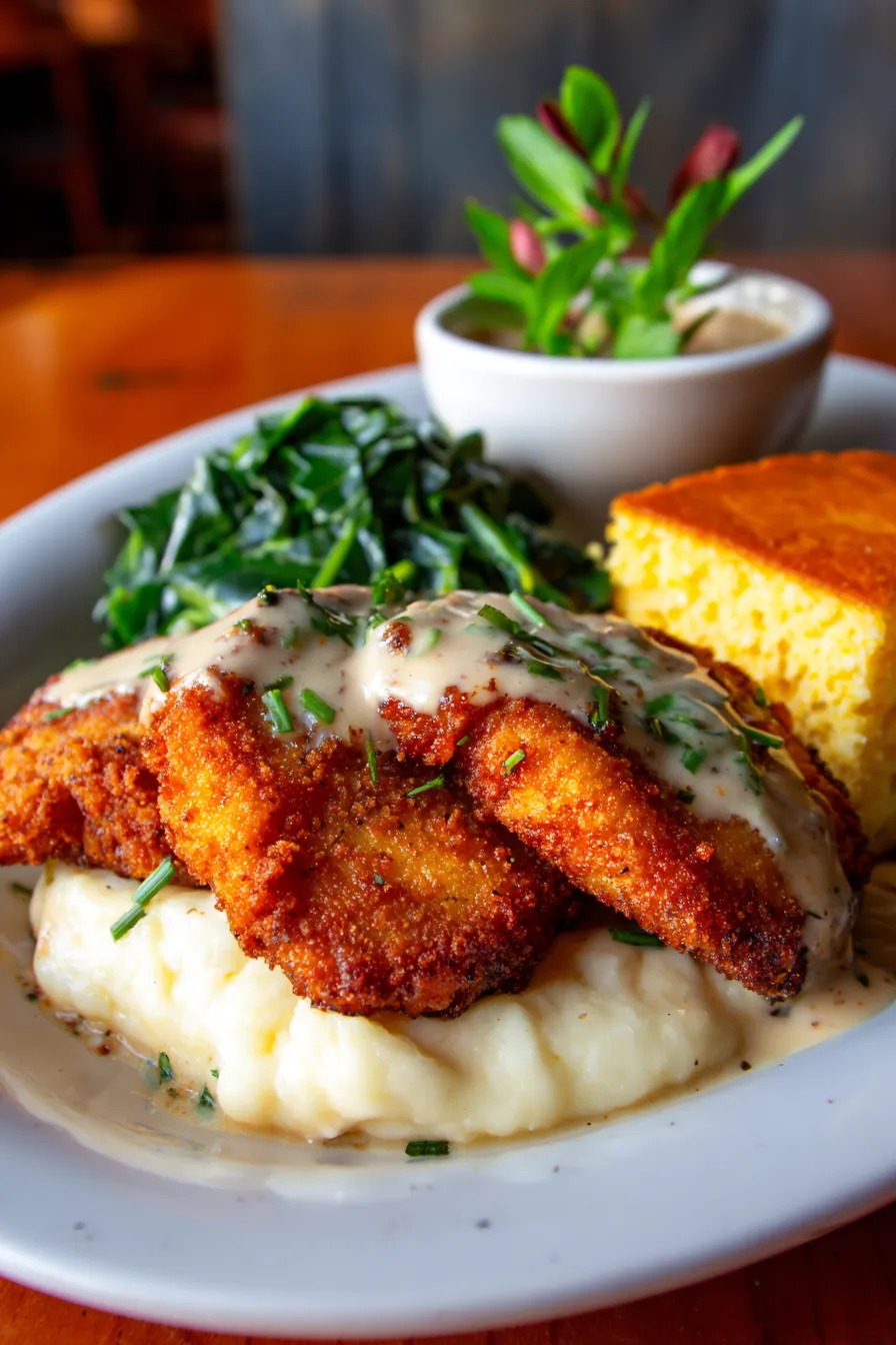 Southern Chicken Fried Chicken Recipe with Rich Gravy-texture-closeup