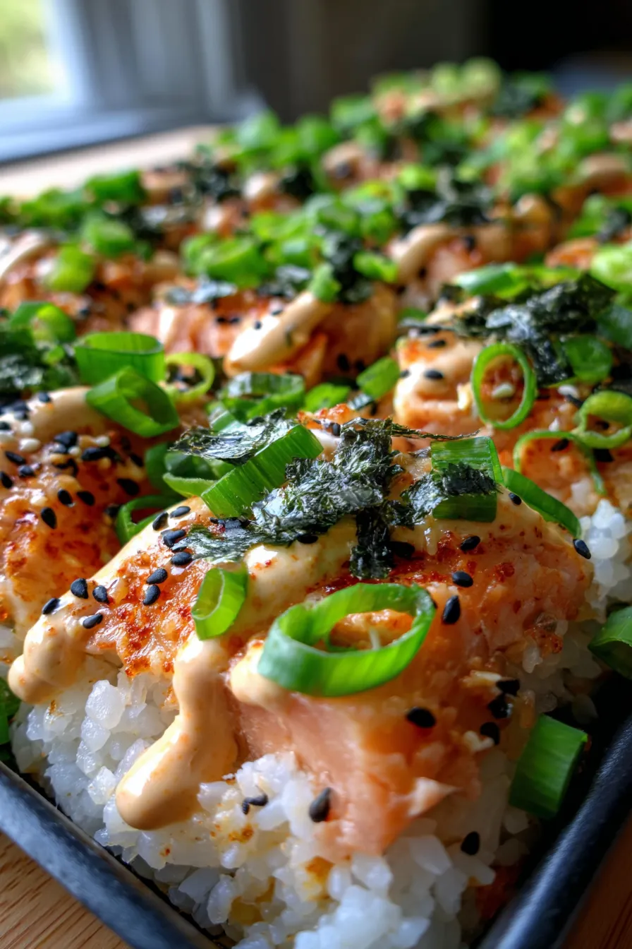 Spicy Salmon Sushi Bake (Easy Oven Dinner)-ingredients-prep