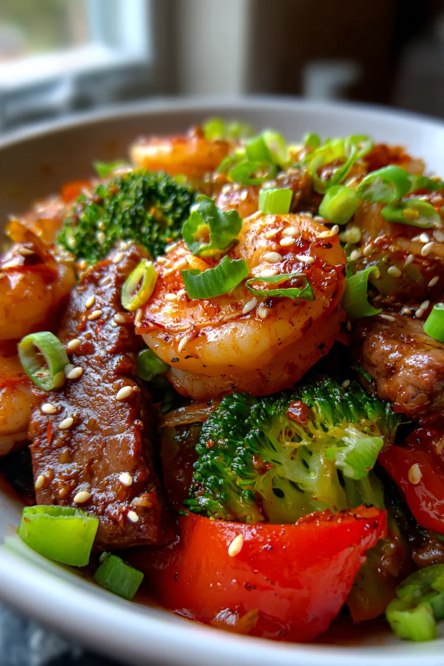 Steak and Shrimp Stir-Fry (High-Protein Skillet)-ingredients-prep