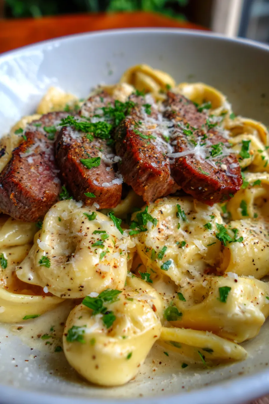 Steak and Tortellini-sauce-detail