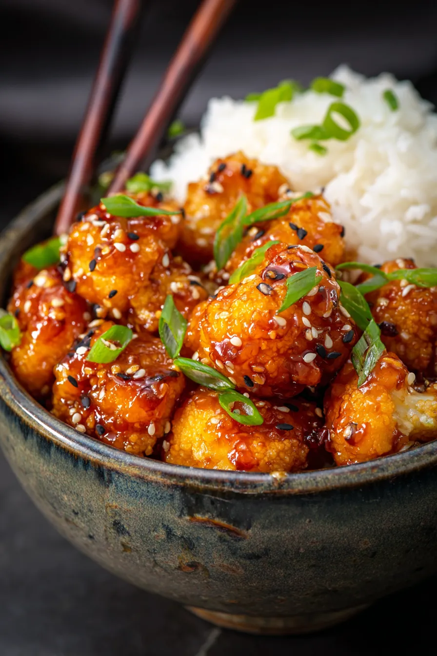 Sticky Sesame Cauliflower-crispy-texture