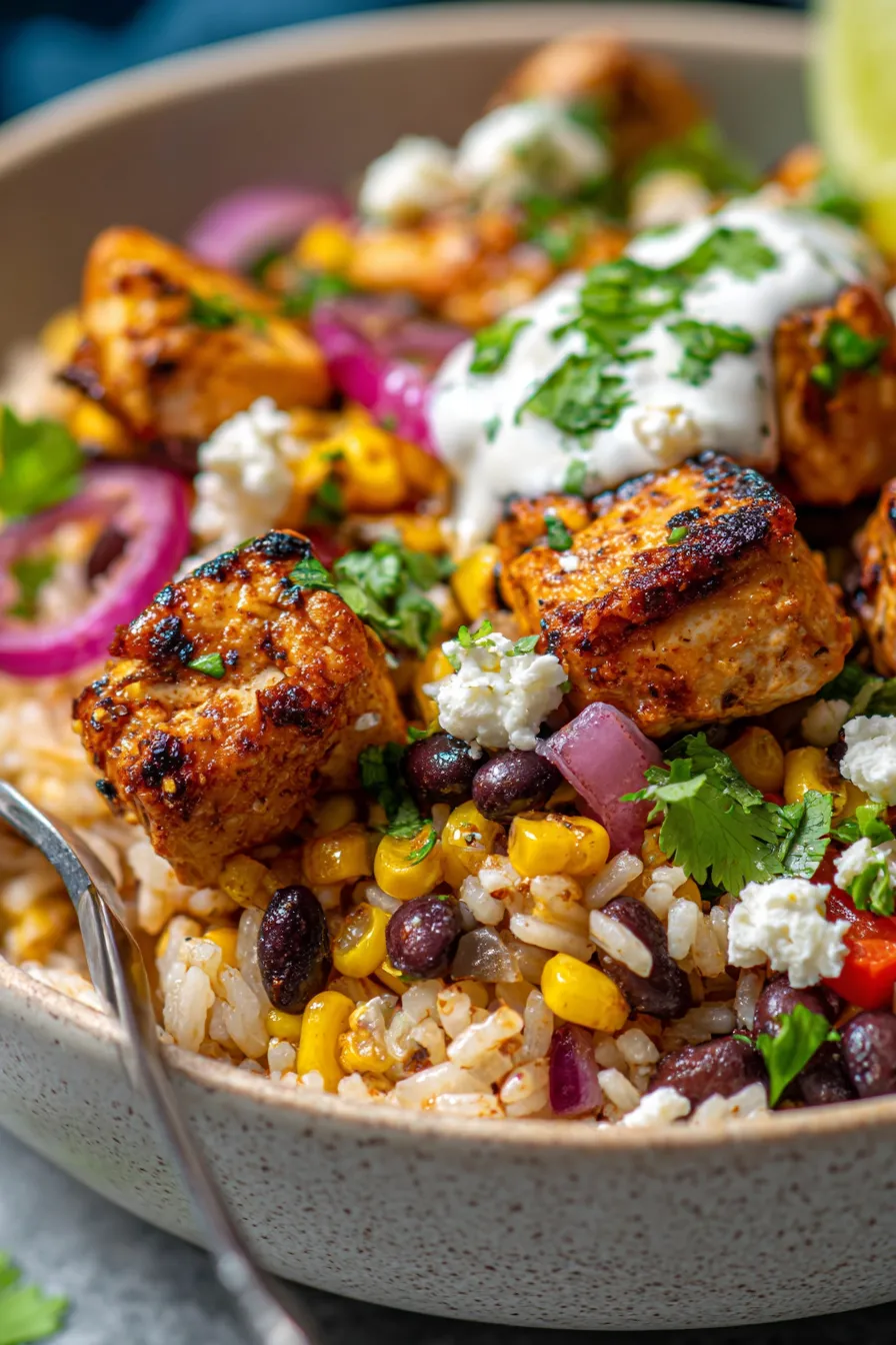 Street Corn Chicken Rice Bowl-texture-details