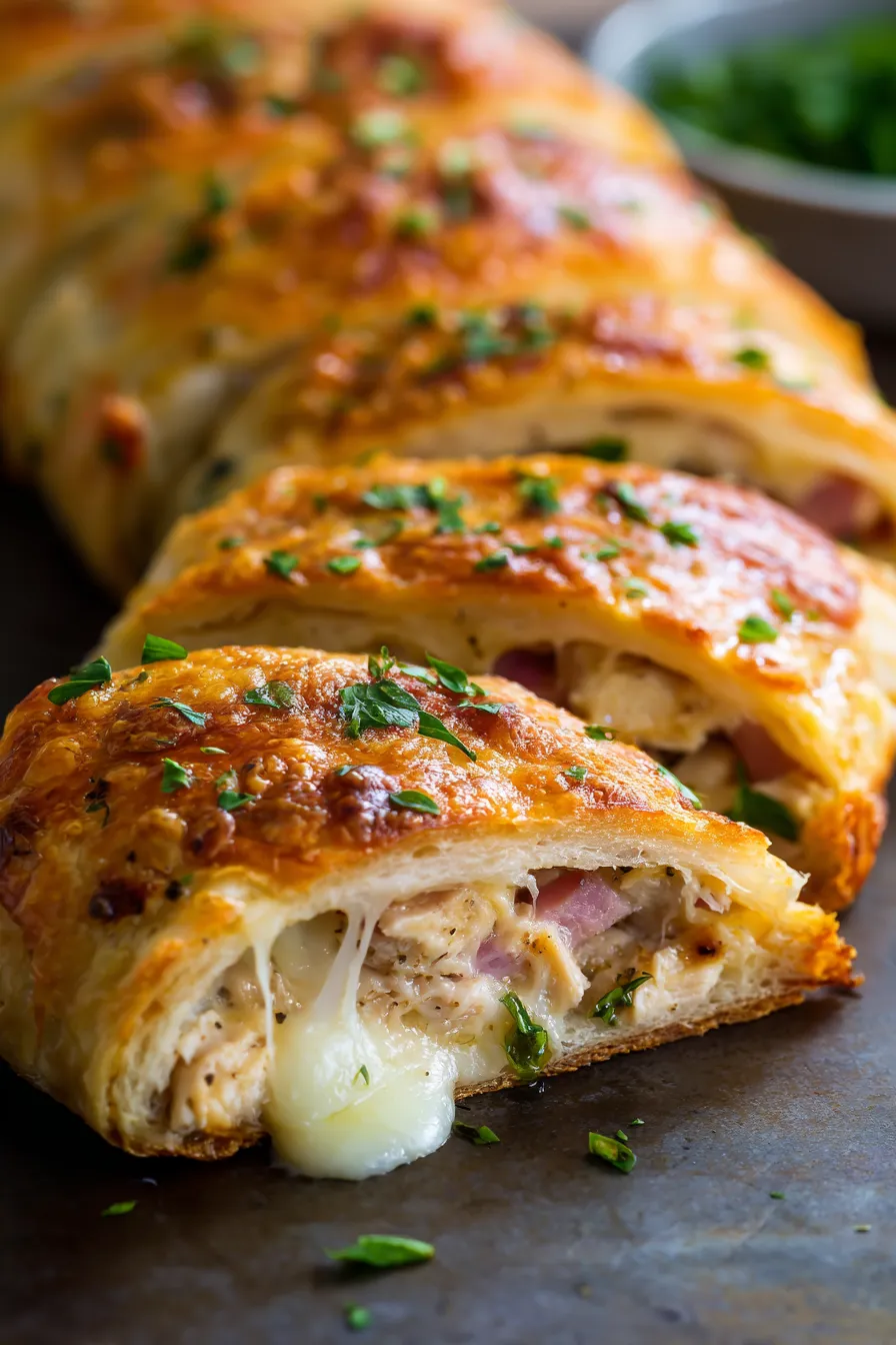 Stromboli-cheese pull-close up