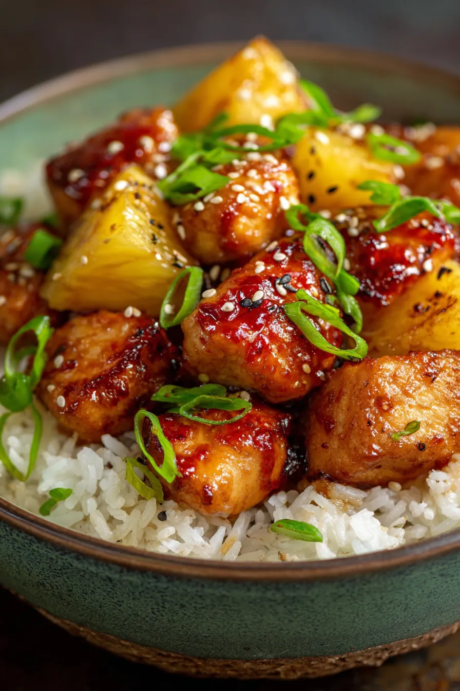 Sweet and Savory Pineapple Chicken with Rice-serving-suggestion
