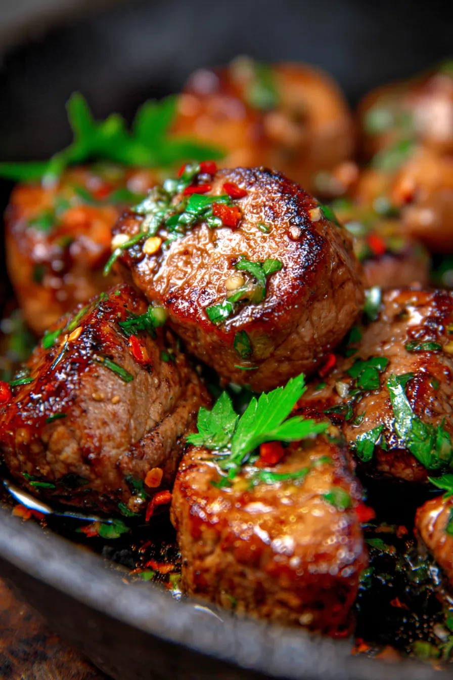 tender beef bites with herbs