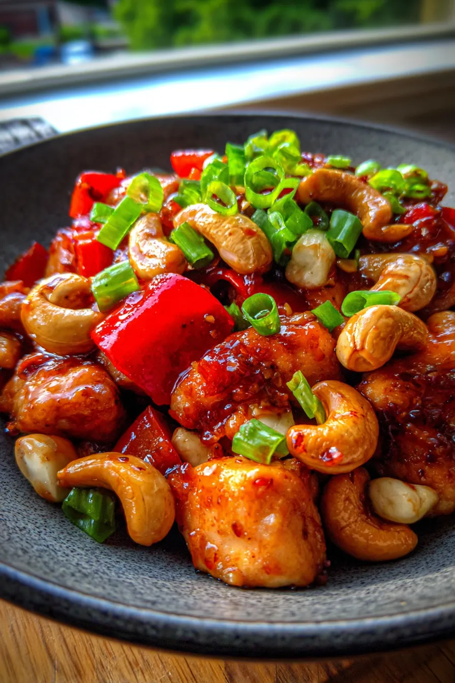 Authentic Cashew Chicken texture closeup
