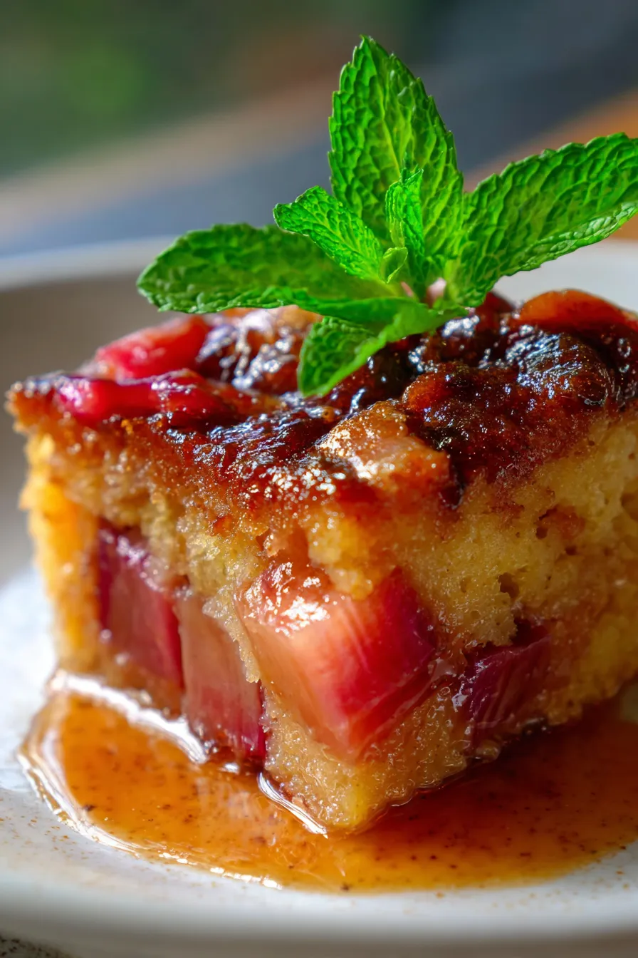 Baked Sticky Rhubarb Pudding – Easy Cooking Ideas-warm-with-icecream