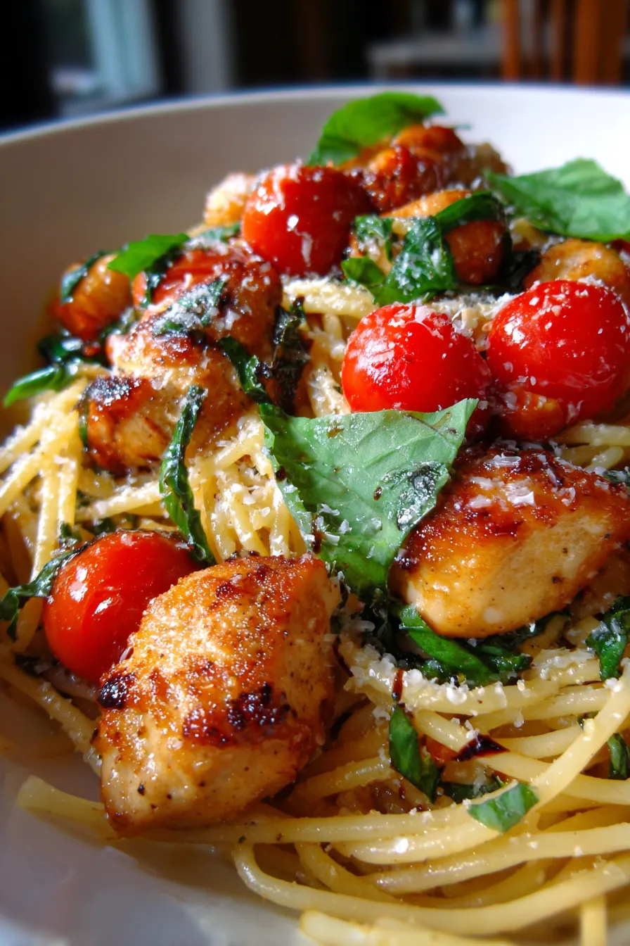 Chicken pasta dish serving portion