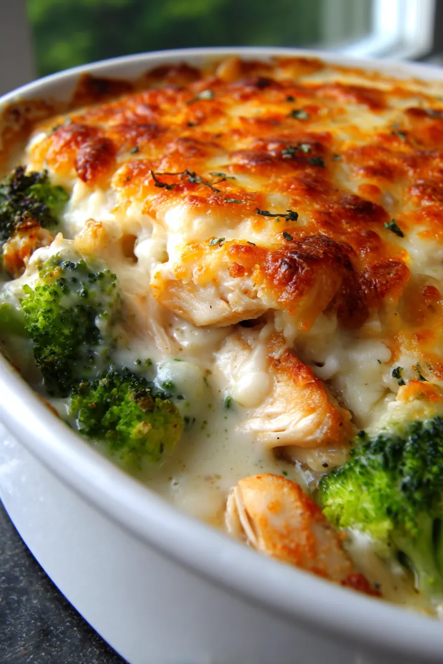 Creamy Low Carb Chicken Casserole (No Noodle Comfort!)-texture-closeup