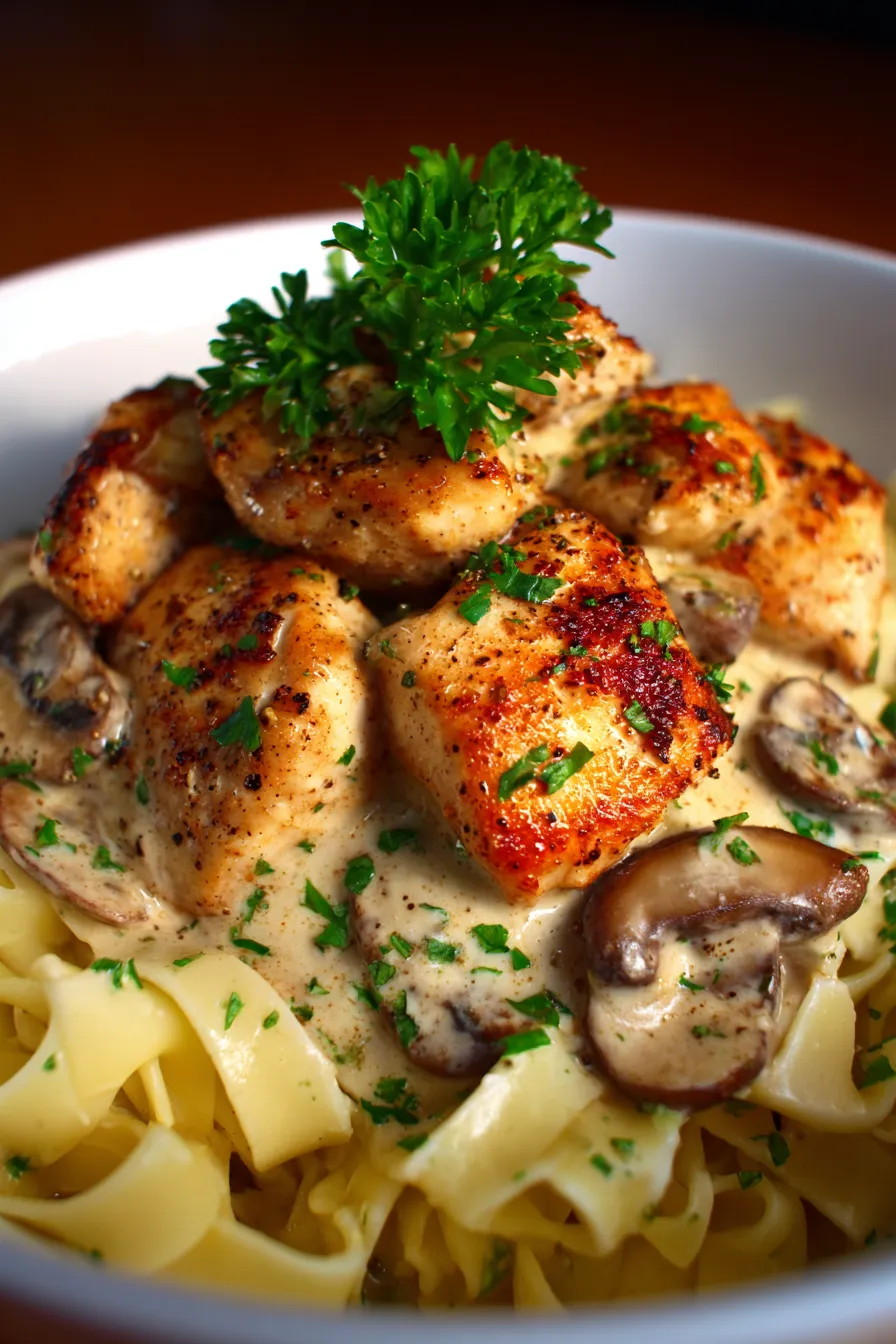creamy mushroom asiago chicken - ingredients - arranged