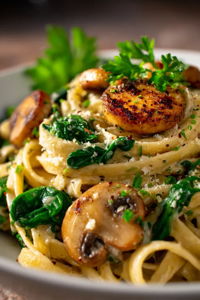 Creamy Parmesan Spinach Mushroom Pasta: Your Ultimate Dinner!